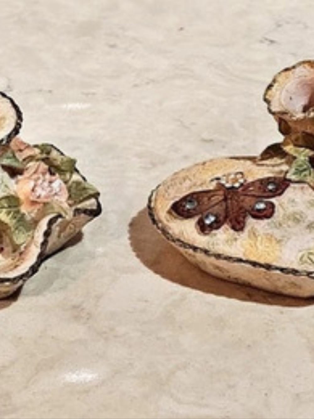 Cottage Core Retro Floral Decorative Candle Holders Pair